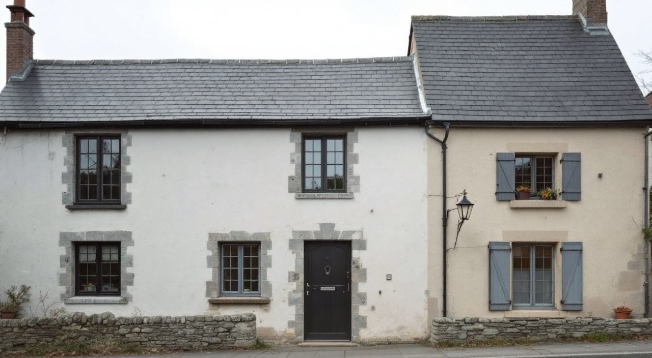 Rapport entre toiture, façade et menuiseries sur une maison